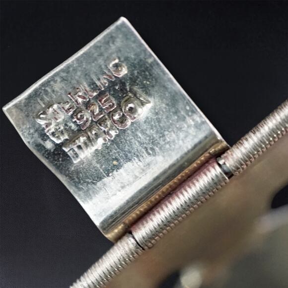 Vintage Taxco Mexico 925 Sterling Silver Link Bracelet Dragon’s Breath Cabochons - Picture 8 of 17